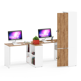 Два письменных стола и пенал для одежды Лидер-8