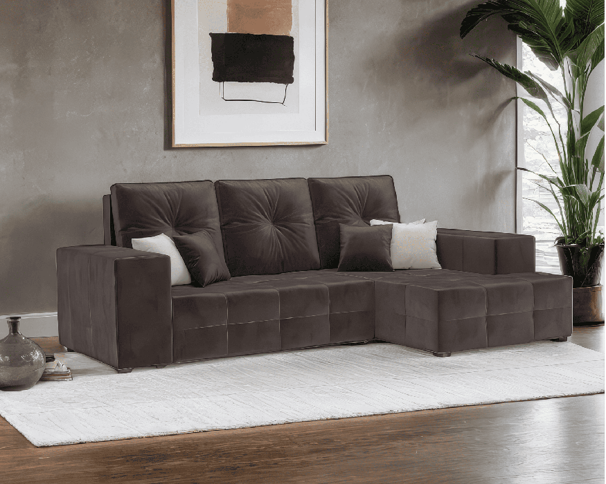 Диваны угловые в гостиную, Диван угловой Монреаль Правый угол (Бархат)