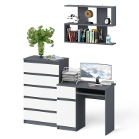 Прямые компьютерные столы, Стол компьютерный Мори с тумбой слева с высоким комодом МК700-5 и полкой 900