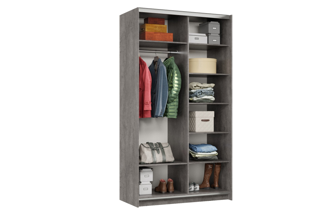 Шкафы-купе 2-х дверные, Шкаф-купе Smart 1224 2х дверный (фасады ЛДСП/зеркало) профиль серебро