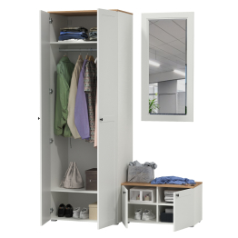 Тумба две дверки и шкаф для одежды с зеркалом Остин