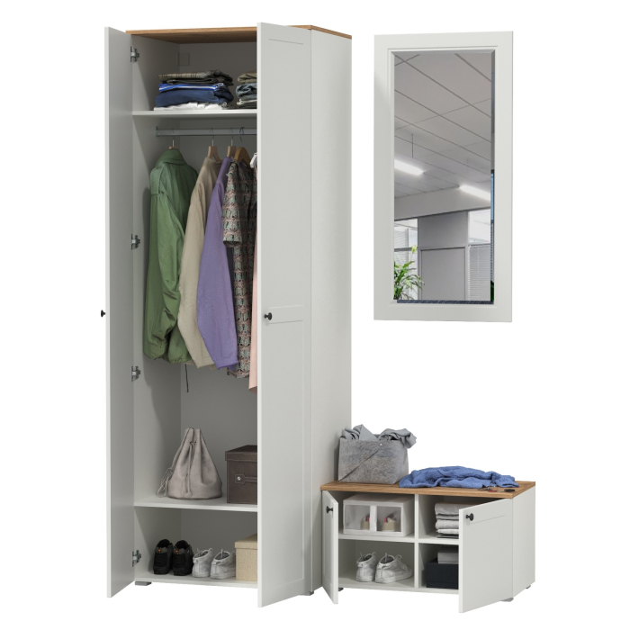 Прихожие, Тумба две дверки и шкаф для одежды с зеркалом Остин