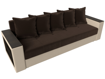 Диван прямой Дубай Лайт полки слева, микровельвет/экокожа