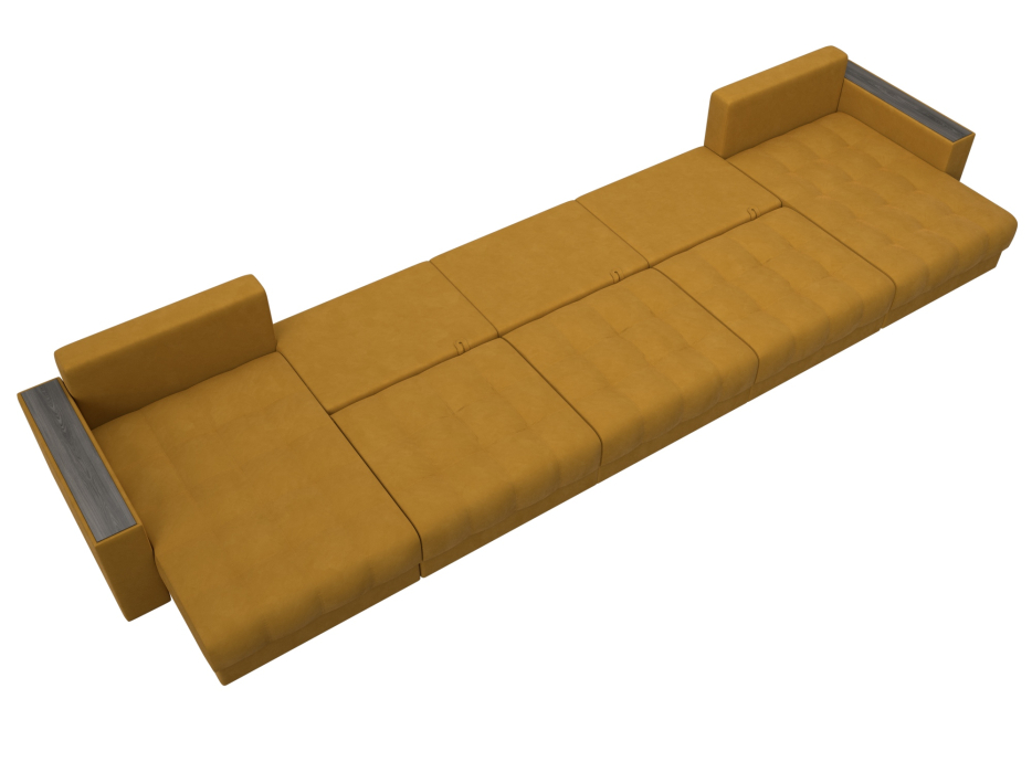 Диваны еврокнижки, Диван П-образный с декором Лига-049 НПБ Мегалонг, велюр BRUT