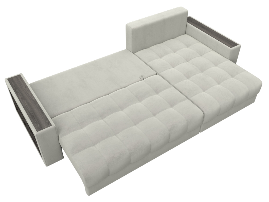 Диваны угловые в гостиную, Диван угловой с декором и полкой Лига-050 НПБ, велюр TOWER