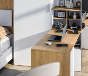 Мальта Спальня кровать с подъемным механизмом, рабочий стол