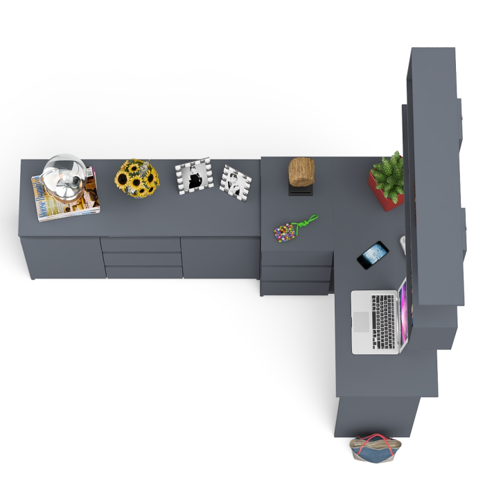 Домашние кабинеты, Угловой компьютерный стол Мори МС-16 левый с верхней полкой и тумбой-комодом 1200-3