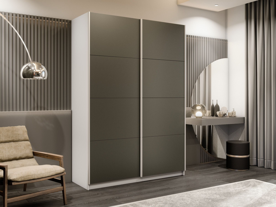 Шкафы-купе 2-х дверные, Шкаф-купе Прайм 2-х дверный Стекла хаки/Доводчики 120х57х230