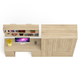 Шкаф-комод трёхдверный Мори МШ1200.1 с письменным столом и открытой книжной полкой