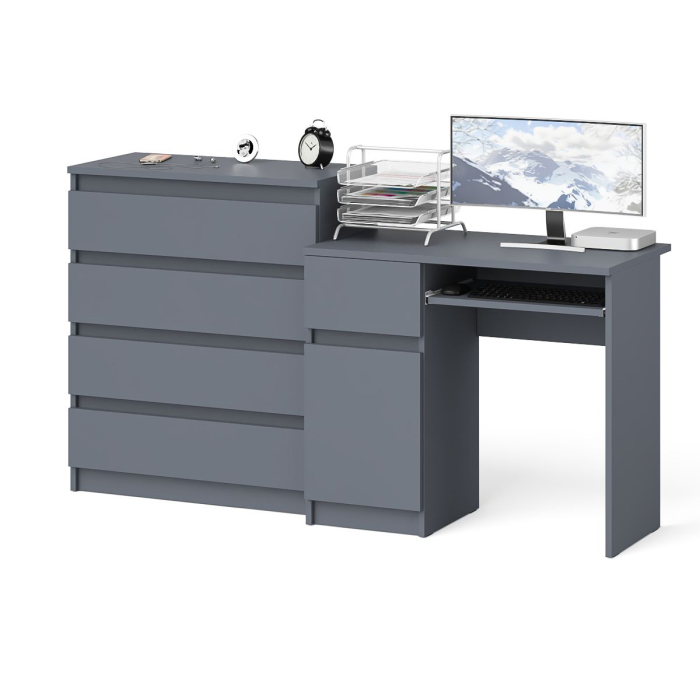 Домашние кабинеты, Стол компьютерный Мори МС1 левый с комодом 4-ре ящика
