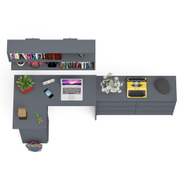 Стол компьютерный угловой МС-16 левый Мори с полкой для книг и широким комодом