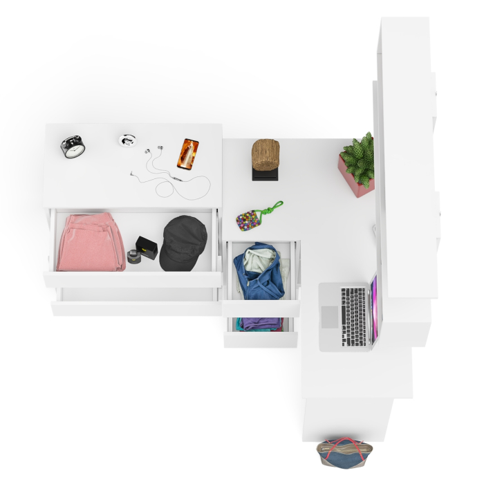 Домашние кабинеты, Стол компьютерный Мори МС-16 с тремя ящиками слева с книжной полкой на 1200 и комод на 4-ре ящика