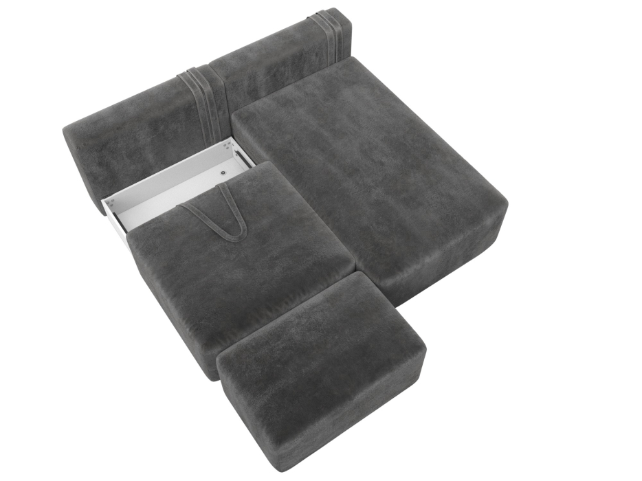 Диваны угловые в гостиную, Диван угловой модульный с пуфом Лига-060 НПБ угол универсальный, велюр TOWER