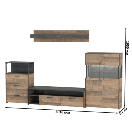 Стенка для гостиной в стиле лофт Трувор № 65