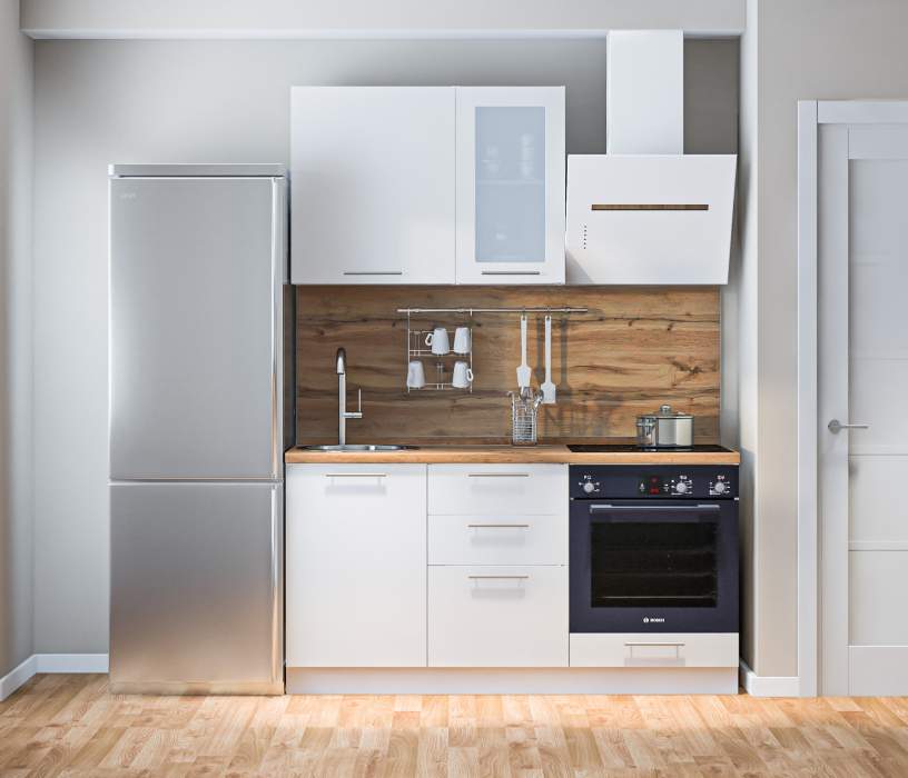 Кухонные гарнитуры, Кухонный гарнитур Регина Белый/Анна МДФ Белый глянец 1,6 м