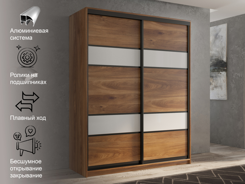 Шкафы-купе 2-х дверные, Шкаф-купе 2х дверный Кааппи 8 120х60