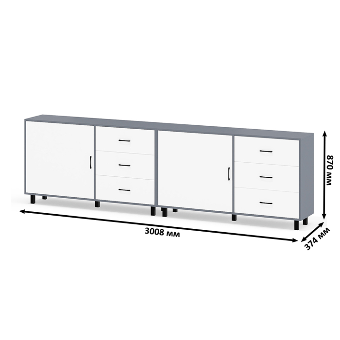 Комоды, Тумба-комод с двумя дверками и шестью ящиками 122-1504