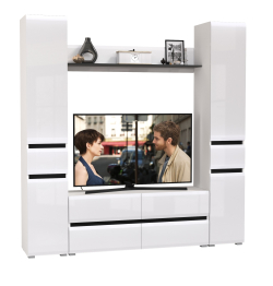 Тумба-ТВ с открытой навесной полочкой и два пенала Сидней с ящиками