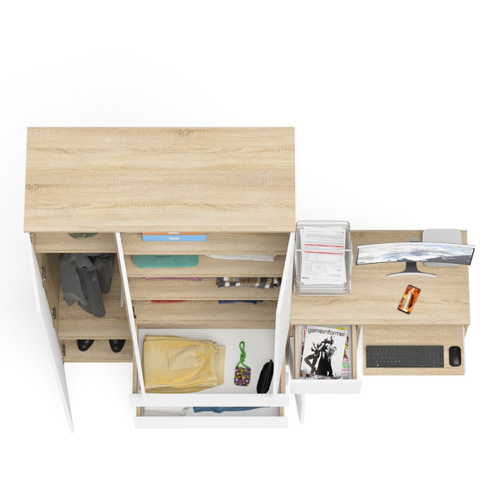 Домашние кабинеты, Компьютерный стол с тумбой с дверкой и ящиком левый и шкаф-комод Мори МШ1200-1