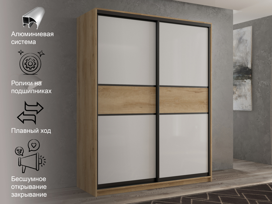 Шкафы-купе 2-х дверные, Шкаф-купе 2х дверный Кааппи 11 120х45