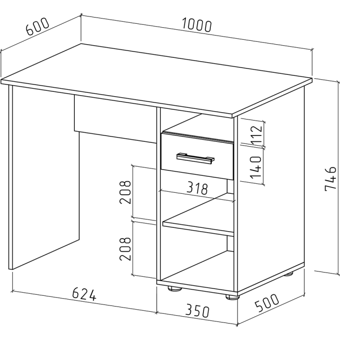 Прямые, Письменный стол Остин-1