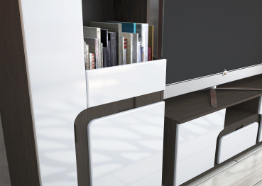 Гостиная МДФ Марсель (венге / белый гл ) без шкафа