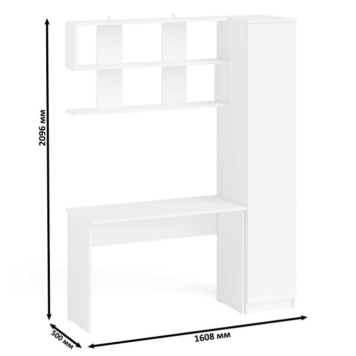 Прямые компьютерные столы, Пенал высокий с дверкой с письменным столом Мори МСП1200.1 и открытой навесной полкой