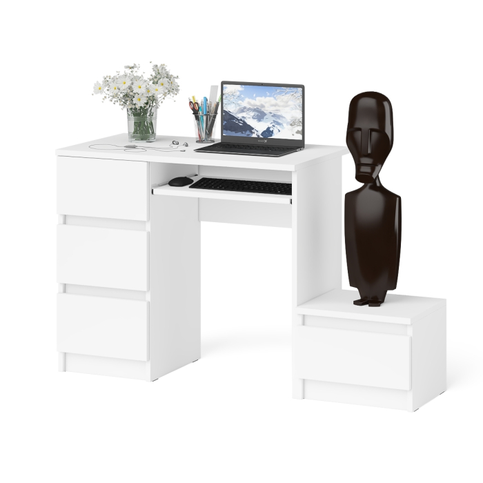 Прямые компьютерные столы, Компьютерный стол три ящика Мори МС-6 левый с тумбой 400