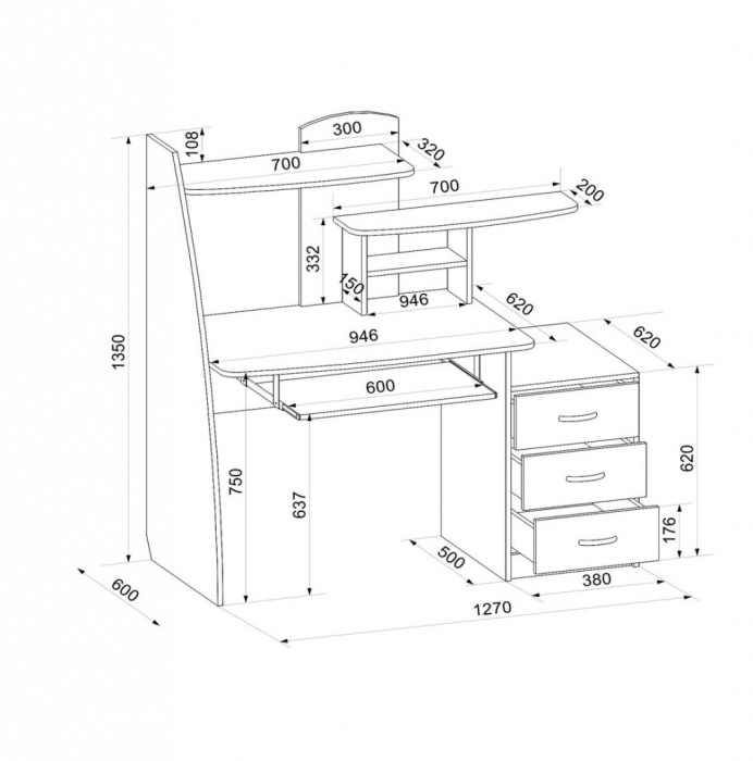 Детские столы, Стол компьютерный Шагус-8 