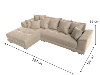 Угловой диван НордСтар левый угол, велюр