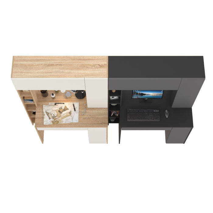 Прямые компьютерные столы, Два стола с надстройкой Mobi Комфорт 12.71