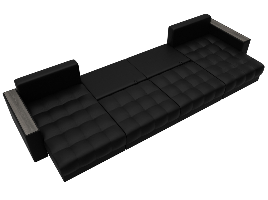 Дизайнерские диваны для гостиной, Диван П-образный с декором Лига-049 НПБ Лонг, экокожа GRIFON