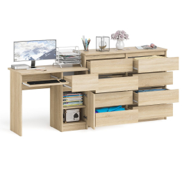 Комод 8-мь ящиков Мори МК1200 и правый компьютерный стол Мори МС-1