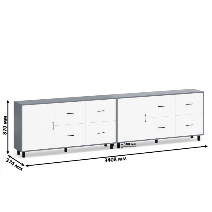 ТВ-тумбы, Два больших комода РВК 125-1704 ящики и дверка