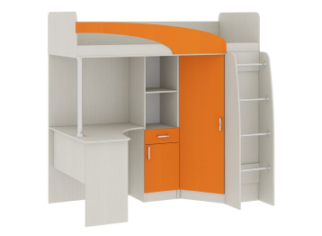 Кровать-чердак со шкафом и столом Карина