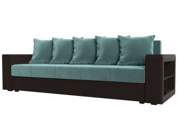 Диван прямой Дубай Лайт полки справа, велюр/экокожа