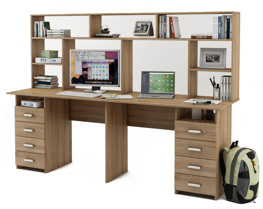 Прямые, Письменный стол Лайт-15 с надстройкой