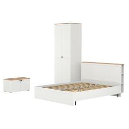 Кровать с ортопедическим основанием Остин и шкаф-комод для одежды с тумбой с дверками