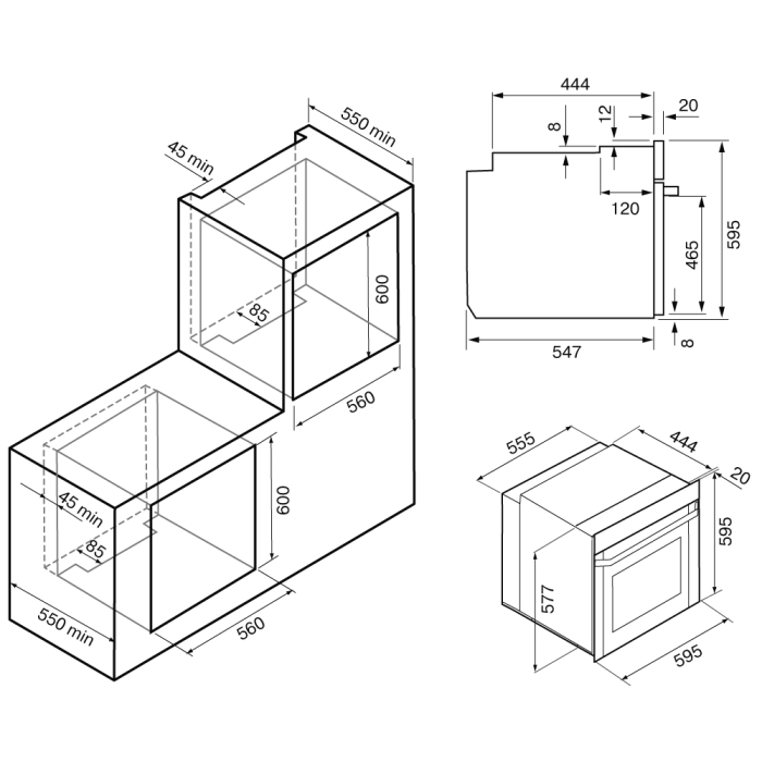 Духовые шкафы, Электрический духовой шкаф с паром (независимый) KRONA NEBULA steam 60