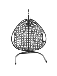 Подвесное кресло ДЛЯ ДВОИХ ЛЮКС с ротангом чёрное