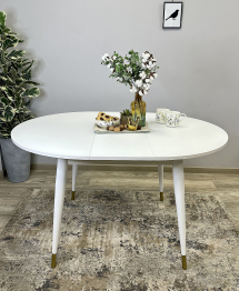 Стол Kenner K1000 раздвижной, стекло белое сатин