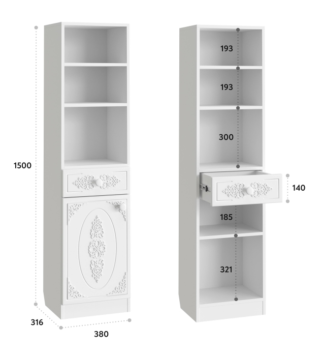 Шкафы пеналы, Шкаф Ассоль АС-65
