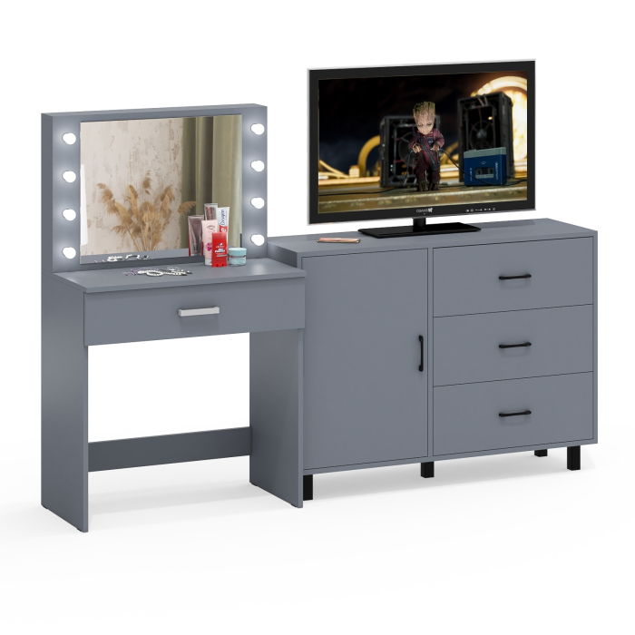 Туалетные столики, Косметический стол с подсветкой и выдвижным ящиком СТ-4 и комод 122-1204