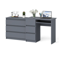 Домашние кабинеты, Стол компьютерный с тумбой МС-6 левый с комодом на три ящика МК800 Мори