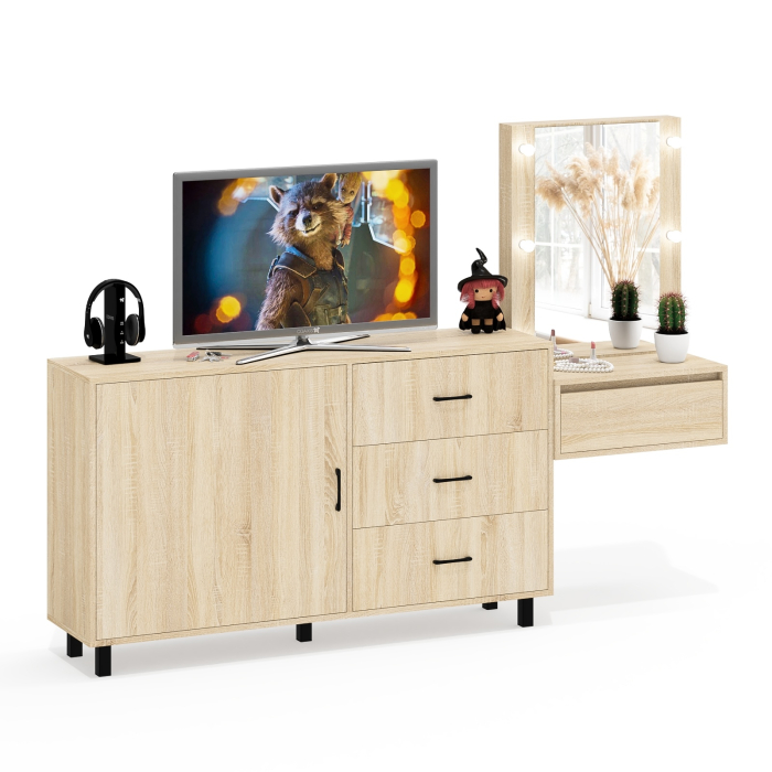 Туалетные столики, Стол косметический навесной с подсветкой и комод 122-1504