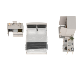 Столик с комодом и шкаф-комодом и кроватью 1400 Афина