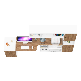 Мебель в рабочий кабинет Лидер-8 из стола с полкой и пенала с тумбой с ящиками