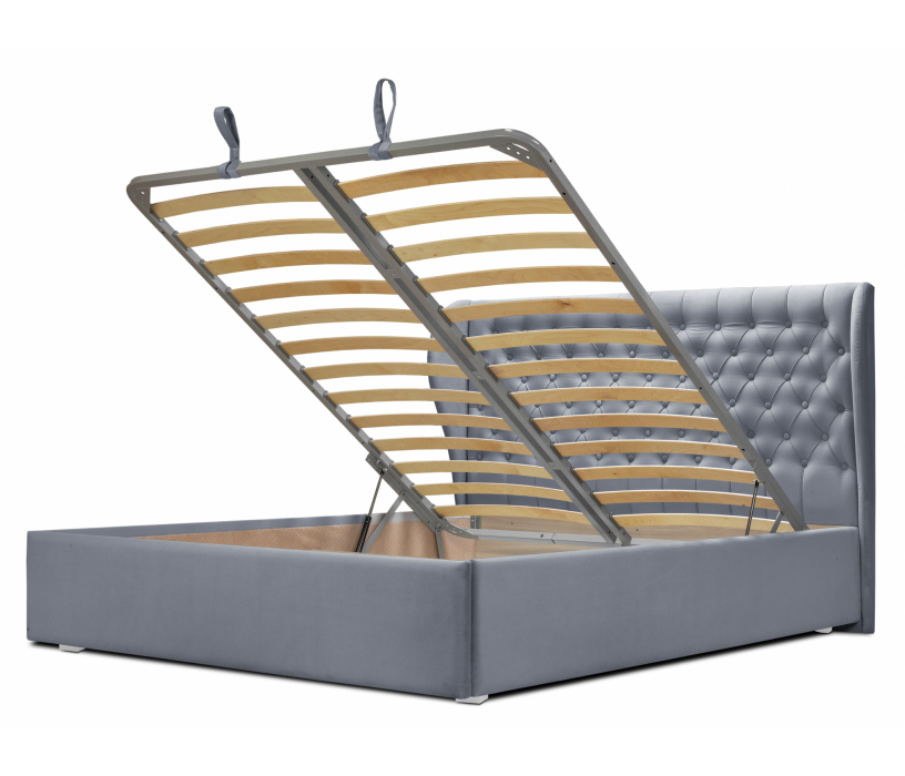 Мягкая кровать, Кровать с мягким изголовьем Мишель 1600 с подъемным механизмом, микровелюр