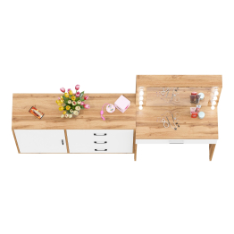 Косметический стол с подсветкой и выдвижным ящиком СТ-4 и комод 122-1204