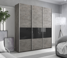 Шкафы-купе 3-х дверные, Шкаф-купе Прайм ДСП/Стекло черное, 240х57х230